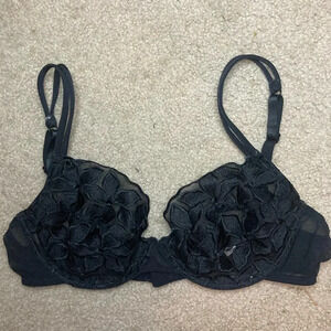 Vintage Philippe Matignon Sheer Lace Bra Size 36 C Black
